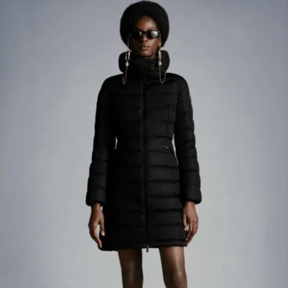 MONCLER WOMENS Flammette Long Down Jacket/Coat - BLACK - XS/00 - Picture 1 of 15
